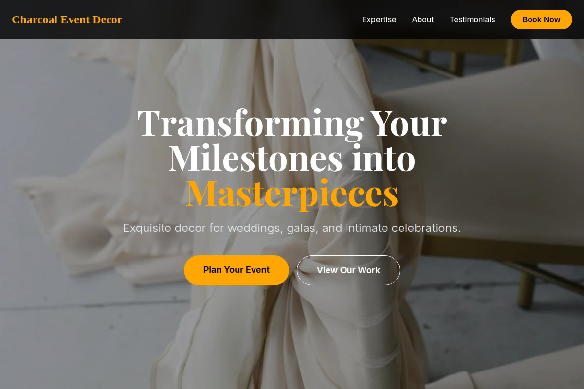 Charcoal Event Decor